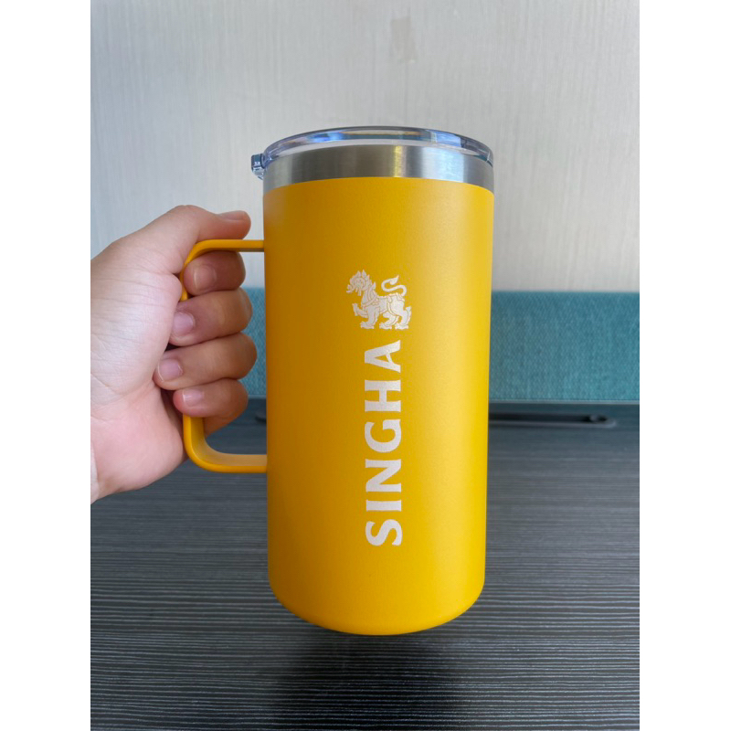 (พร้อมส่ง)แก้วเก็บความเย็น เบียร์ สิงห์ 700 ml.แถมถุงผ้า