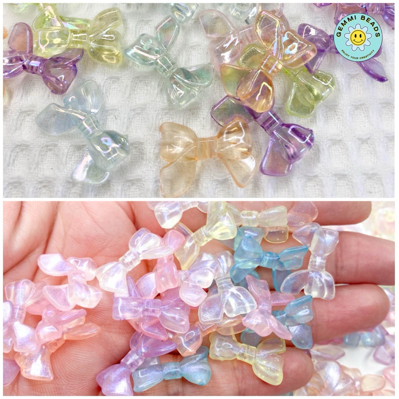 ลูกปัดโบว์เคลือบรุ้ง 2 ซม. สำหรับทำ แฮนด์เมด DIY เครื่องประดับ