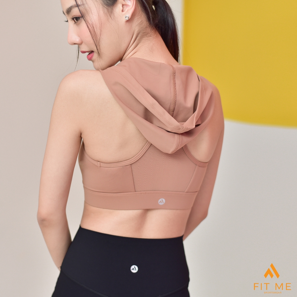 Hoodie Bra สปอร์ตบราซิปหน้า มีฮู้ด สปอร์ตบรามีฟองน้ำเย็บติด High Impact Support ใส่กระชับ FitMeSportswear