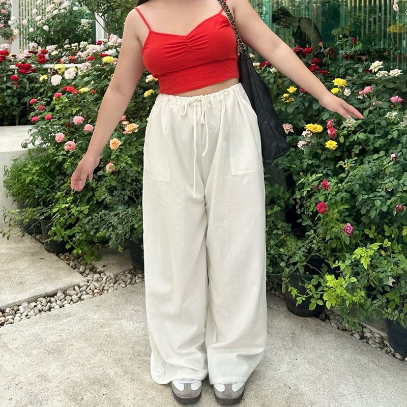 𝐍𝐞𝐰 𝐢𝐧 : 𝐂𝐚𝐫𝐠𝐨 𝐥𝐢𝐧𝐞𝐧 𝐩𝐚𝐧𝐭 กางเกงสาวอวบ เอวปรับรูด แต่งทรงคาโก้ 🌷✨