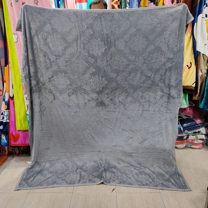 ผ้าห่มนาโนสีพื้นปั๊มลาย6 ฟุต175mc * 200cmเนื้อหน้านุ่ม