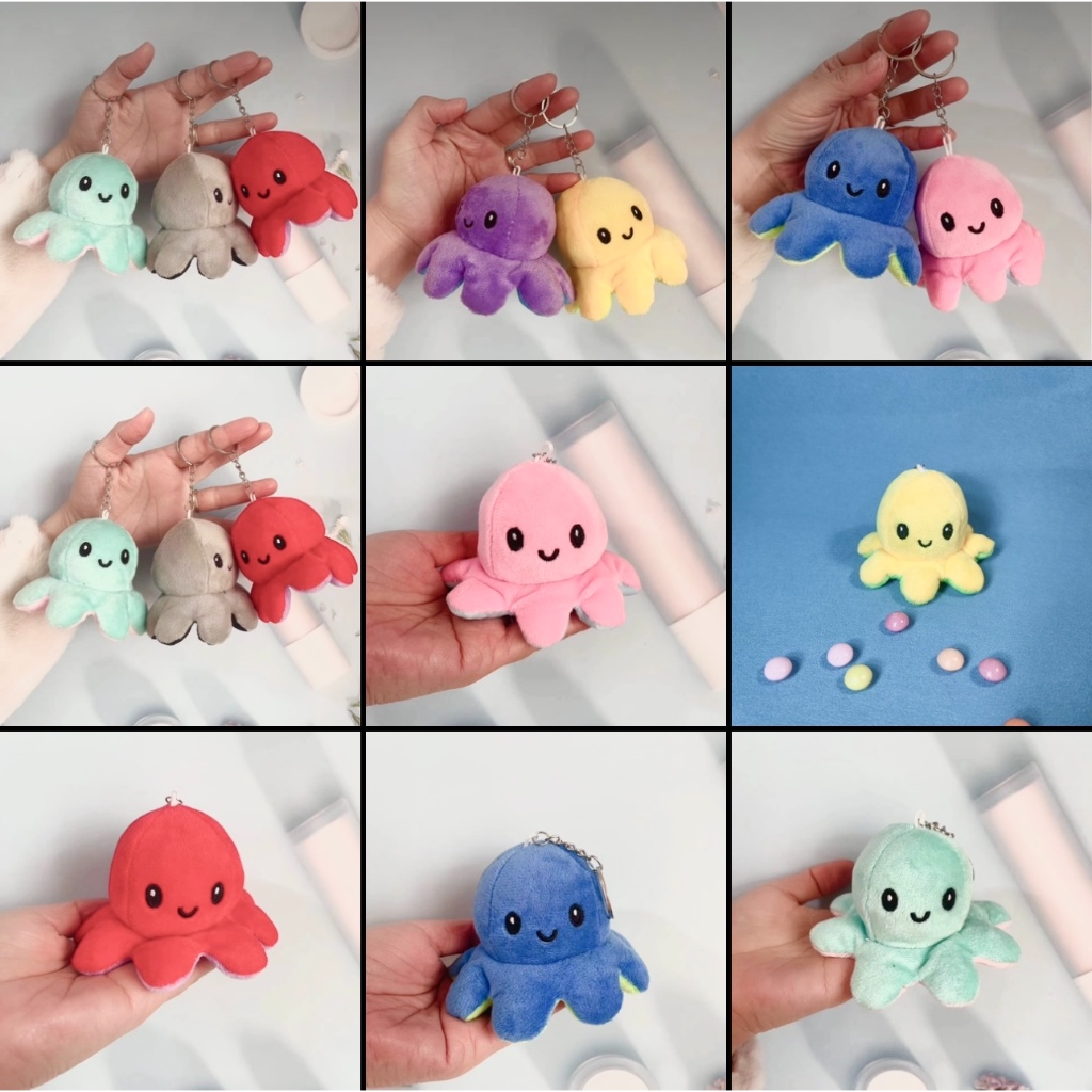 W56-62พวงกุญแจ จี้ตุ๊กตาปลาหมึกยักษ์น่ารัก แบบนิ่ม หลายสี สําหรับห้อยกระเป๋า