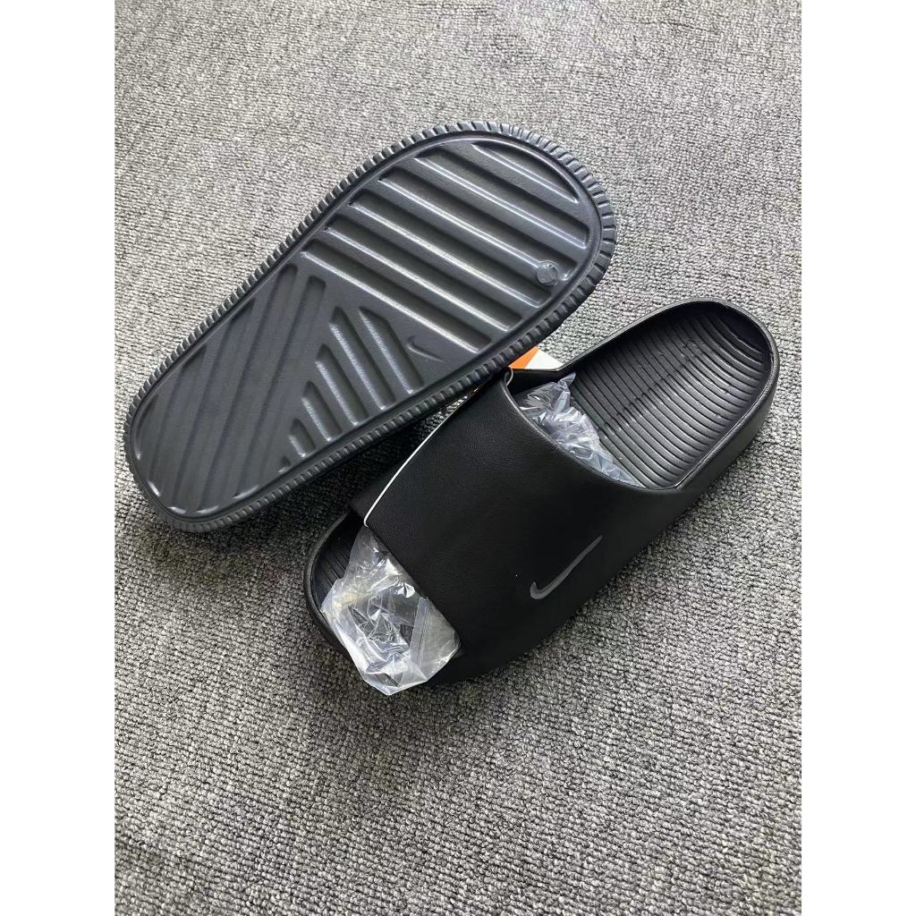 รองเท้าแตะ 2024 NIKE CALM SLIDE ผิวหยาบ พื้นโลโก้ มีป้าย รองเท้าแตะพื้นสูง รุ่นใหม่ นิ่มมาก