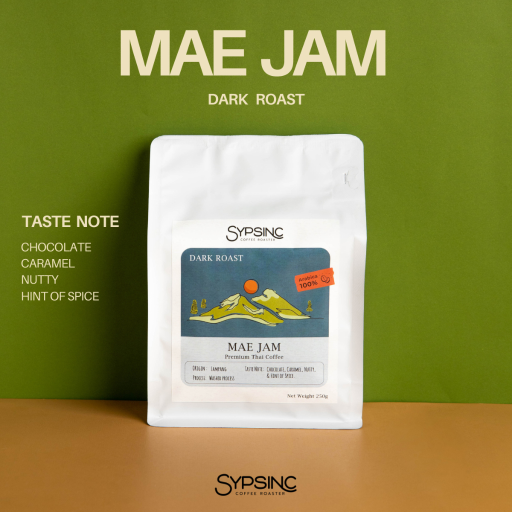 เมล็ดกาแฟคั่วเข้ม - Doi MaeJam Premium Thai Coffee อราบิก้า100%_Sypsinc Coffee Roaster น้ำหนัก 250 กรัม