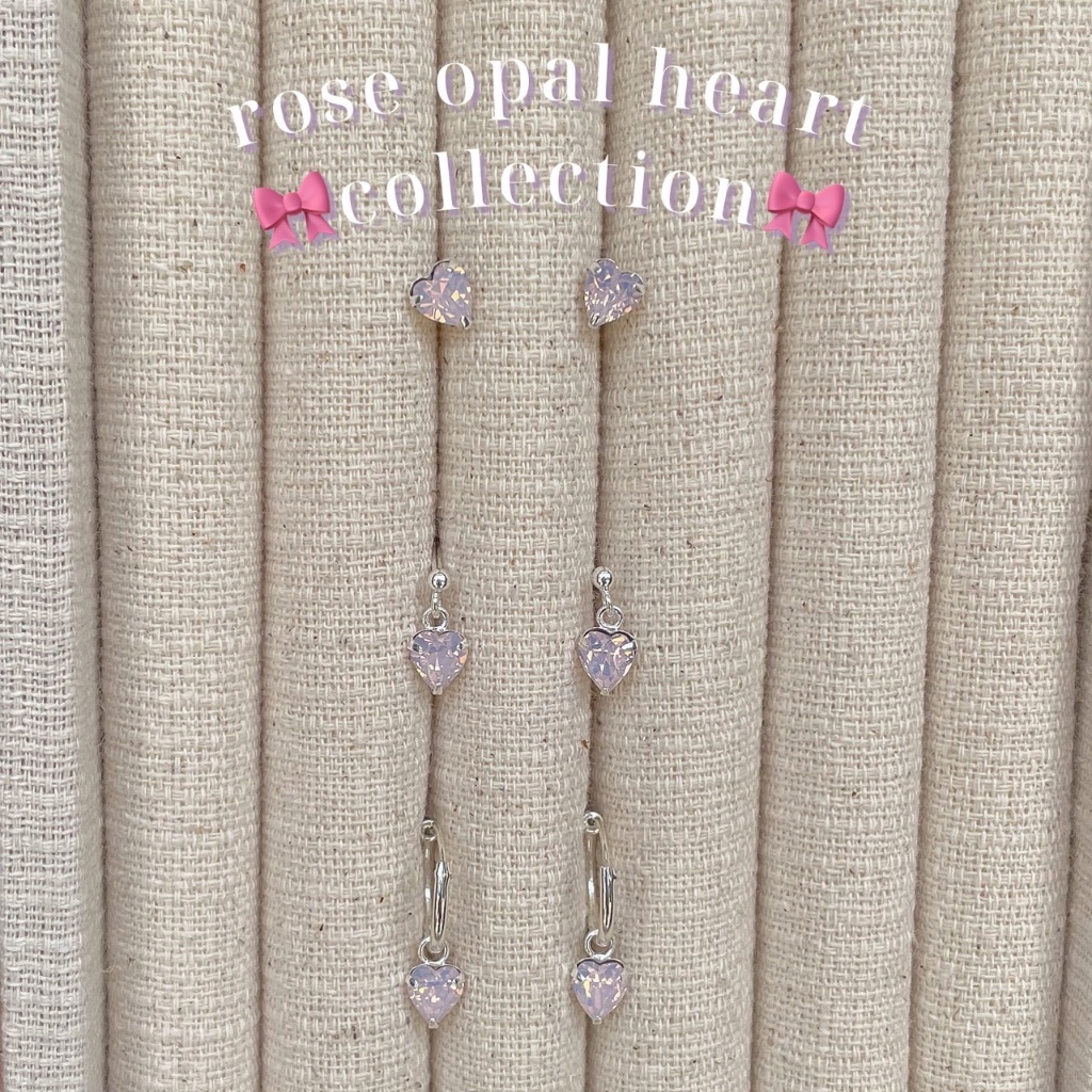 SissyJewelry // ต่างหูเงินแท้ Rose opal heart collection 💗🎀🍥