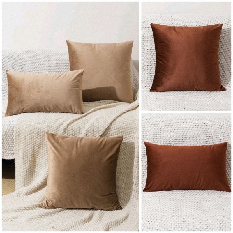 หมอนอิง + ปลอกหมอน เนื้อผ้ากำมะหยี่ นุ่มลื่น มี 2 สี 2 ขนาดให้เลือก 30x50 และ 45x45 ซ.ม.