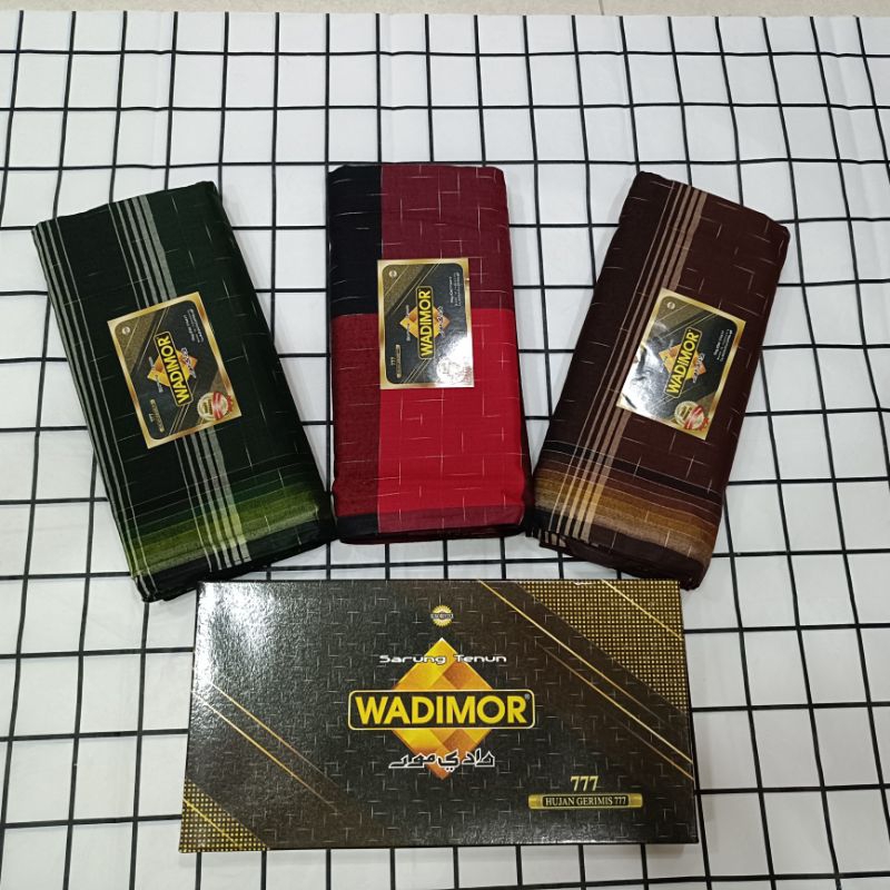 ผ้าโสร่งผู้ชาย แบรนด์ WADIMOR 777 ลายใหม่ๆ สวย ดูดี กว้าง 2 เมตร ผ้าไม่ลืน ซับน้ำดี เย็บแล้วจ้า