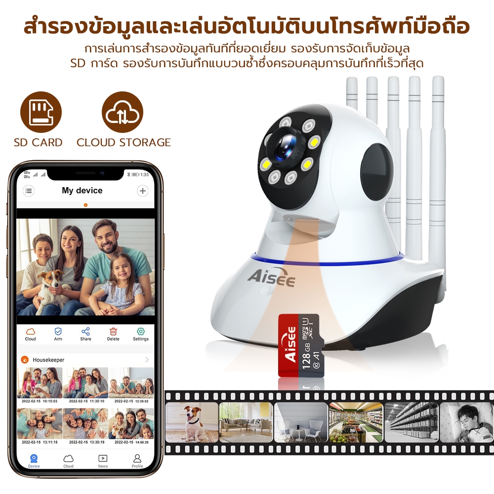 cctv 4K กล้องวงจรปิด ไร้สาย 5G wifi 360 องศา home security ip camera ฟรี APP อะแดปเตอร์สายชาร์จ แอปนี้ไม่มีโฆษณา