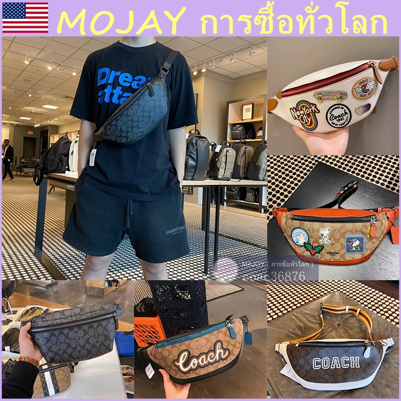 แท้ % Outlet Warren Belt Bag กระเป๋าคาดเอวผู้ชายแฟชั่นคลาสสิก กระเป๋าคาดหน้าอกกันน้ำหนังกีฬา เบาและใช้งานได้จริง