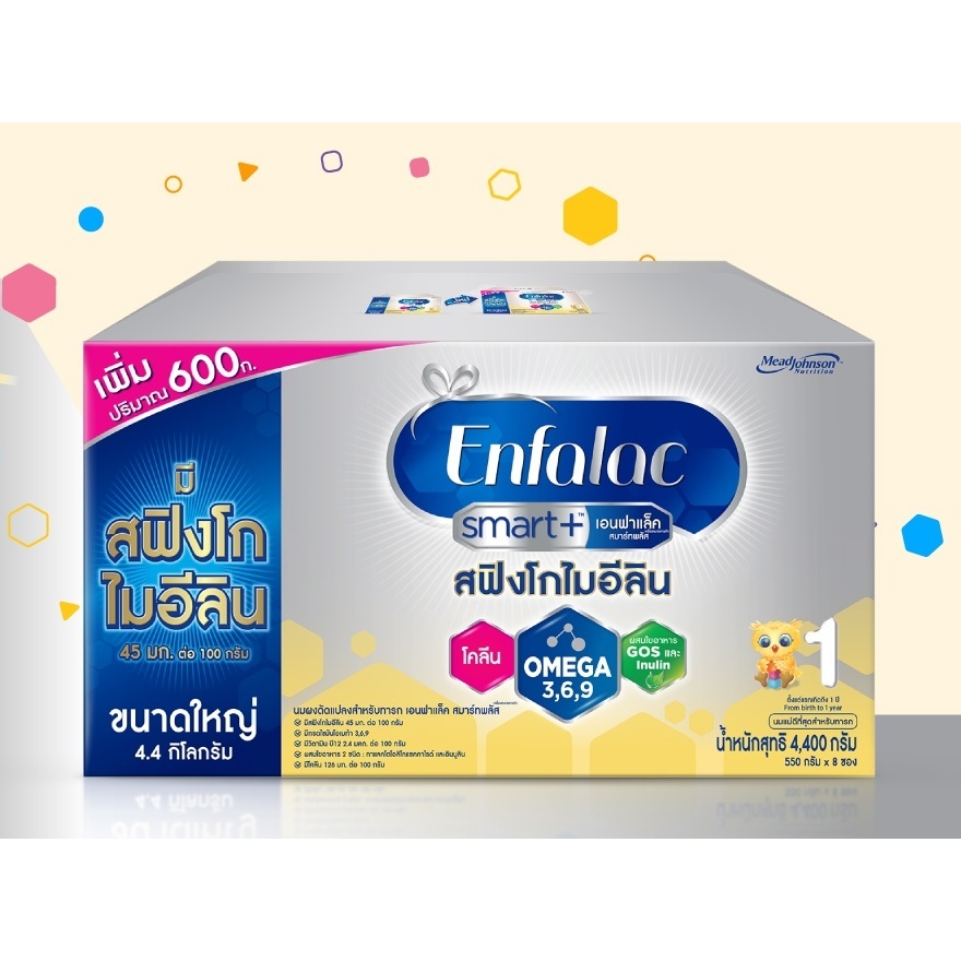 Enfalac เอนฟาแล็ค สมาร์ทพลัส สูตร1 นมผง ชนิดจืด 4,400 กรัม นมผงทารก (0-12 เดือน)