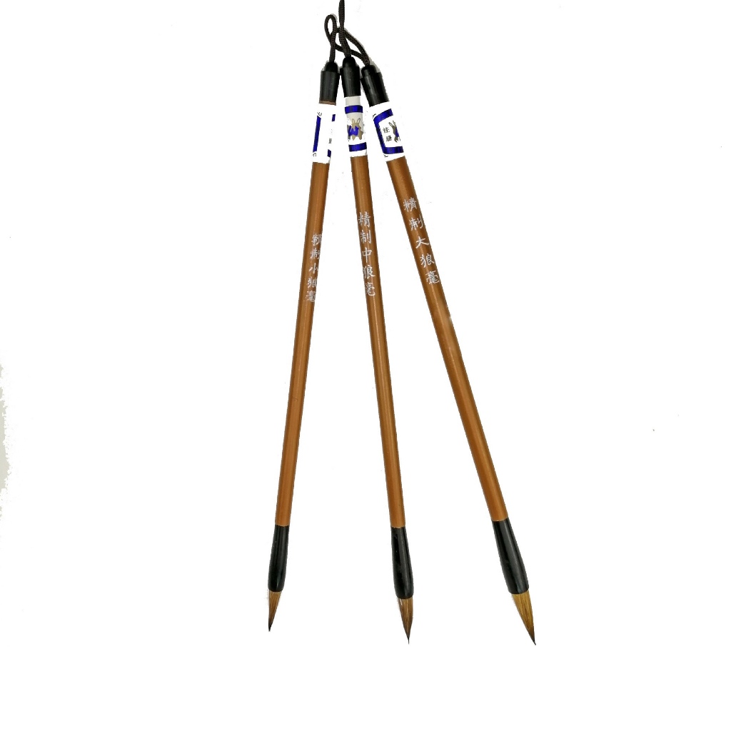 พู่กันจีน เหมาปี่ ด้ามไม้ไผ่ เหมาะสำหรับผู้เริ่มต้น/แพะ มี 3 ขนาด (พร้อมจัดส่งจาก กทม.)细杆毛笔 - รูปที่ 3