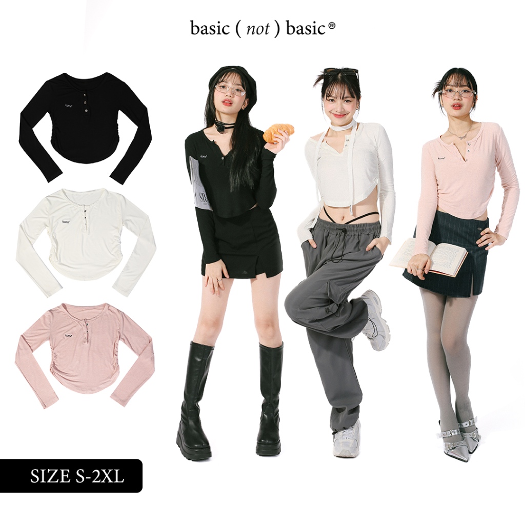 kome.offi เสื้อแขนยาวหย่นเอว รุ่น nicole top