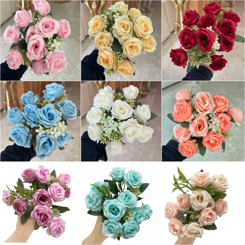 พร้อมส่งกุหลาบตัวแต่งช่อเล็ก รวมรุ่น กุหลาบเล็ก กุหลาบผ้า ดอกไม้ปลอม ดอกไม้ประดิษฐ์ Rose - รูปที่ 4