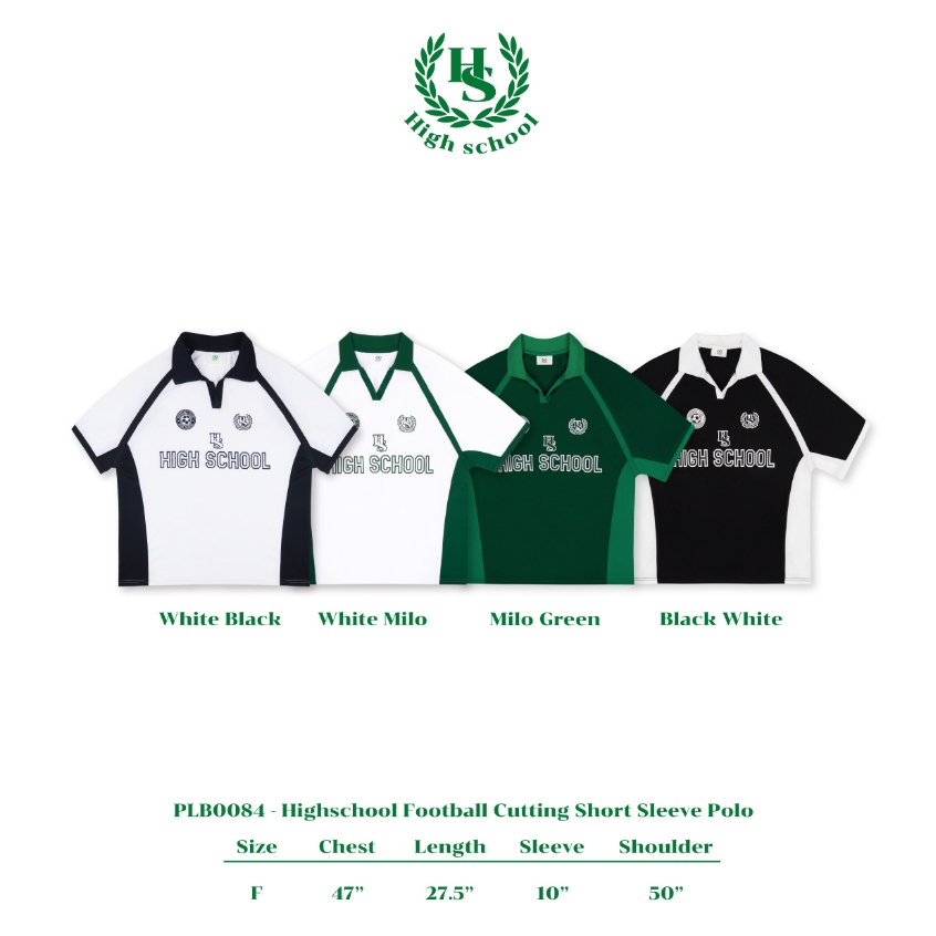 Highschool - PLB0084 เสื้อบอลแขนสั้น Football Cutting Short Sleeve Polo