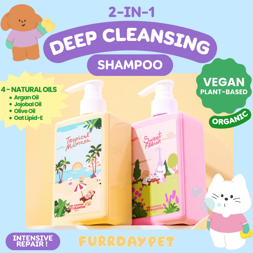 2-in-1 Deep Cleansing Pet Shampoo - แชมพูสัตว์เลี้ยง ORGANIC สูตรอ่อนโยน สุนัขและแมว