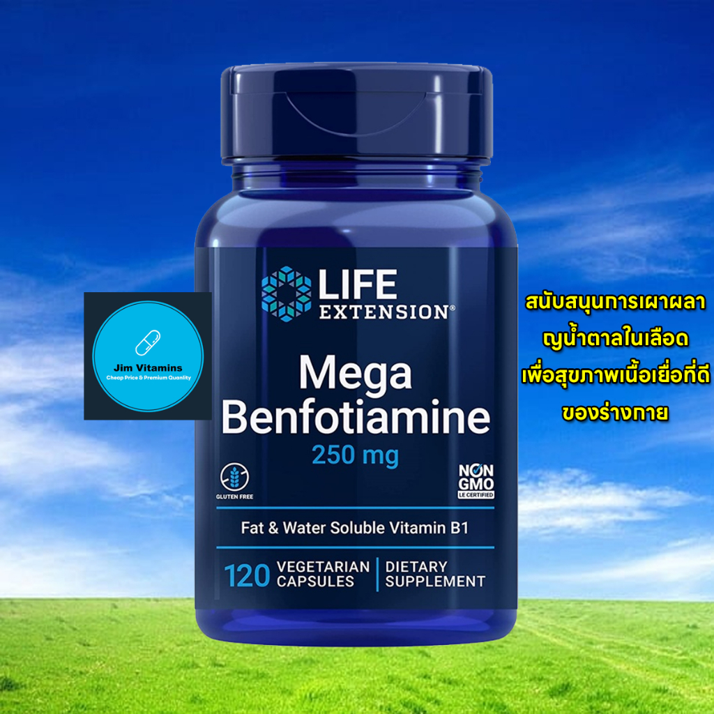 Life Extension Mega Benfotiamine (Fat-soluble Vitamin B1) 250 mg / 120 Vegetarian Capsules