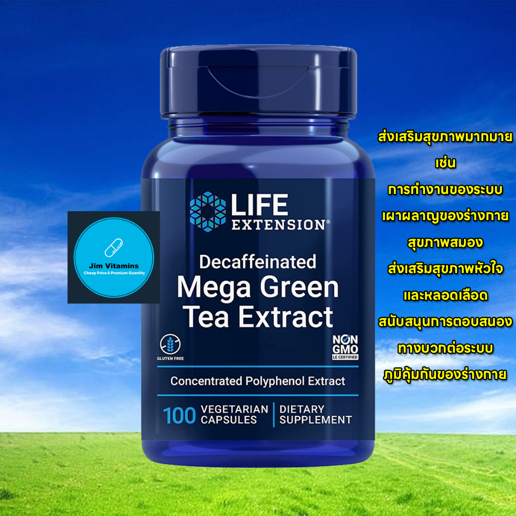 Life Extension Decaffeinated Mega Green Tea Extract (98% Polyphenols) / 100 Vegetarian Capsules