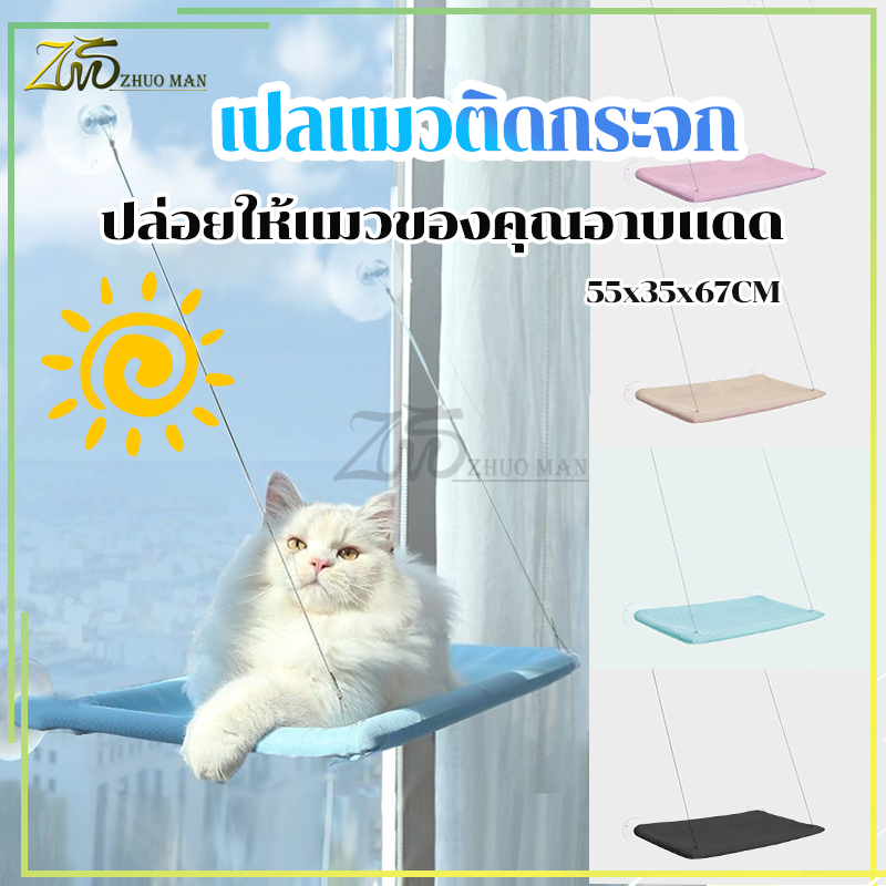 เปลแมวติดกระจก เตียงแมว เบาะแมว ขนาดใหญ่ 55×35ซม รับน้ำหนักได้ถึง 20 kg ถ้วยดูดที่มีประสิทธิภาพ มั่นคงและไม่หลุดง่าย