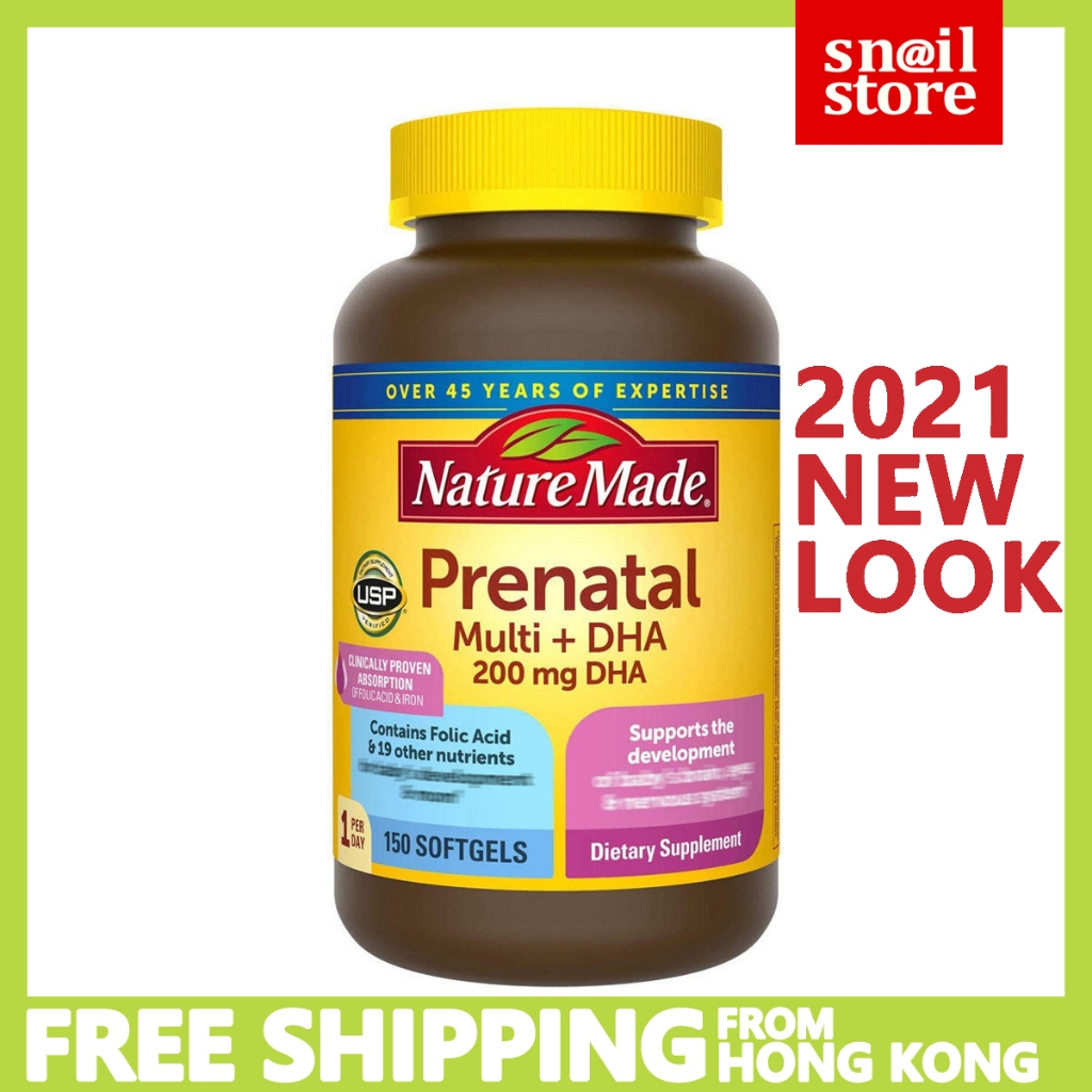 Nature Made NatureMade New Packing - Prenatal Multi+200mg DHA 150 softgels（EXP 2026） เวอร์ชันใหม่ - Laitmei Pregnant Women's Multivitamin + DHA 150 แคปซูลนิ่มเหลว (วิตามินรวมสำหรับสตรีมีครรภ์/ตั้งครรภ์)