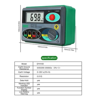 DY4100 เครื่องวัดฉนวนดิจิตอล Megger Meter Earth Resistance Ohm Tester
