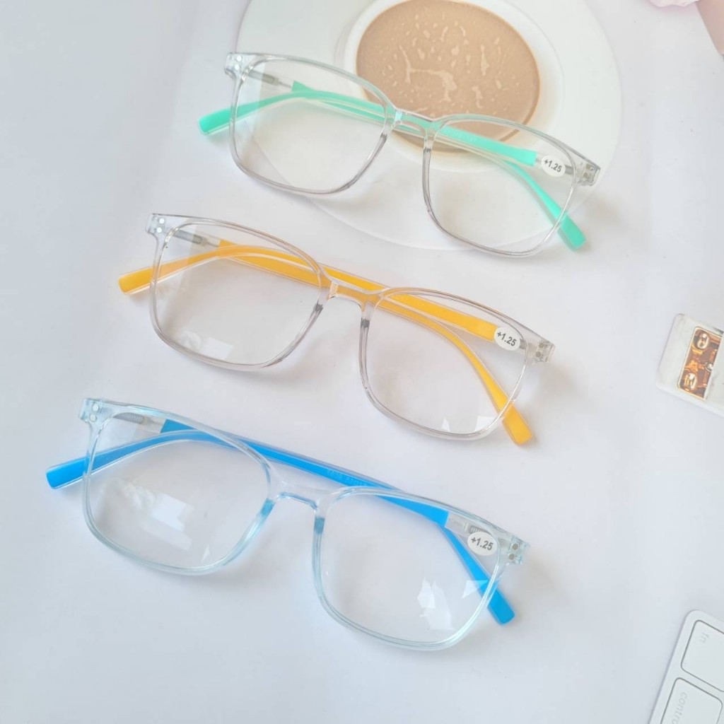 แว่นสายตายาว ทรงเหลี่ยม กรอบพลาสติก ขาสปริง +8809C