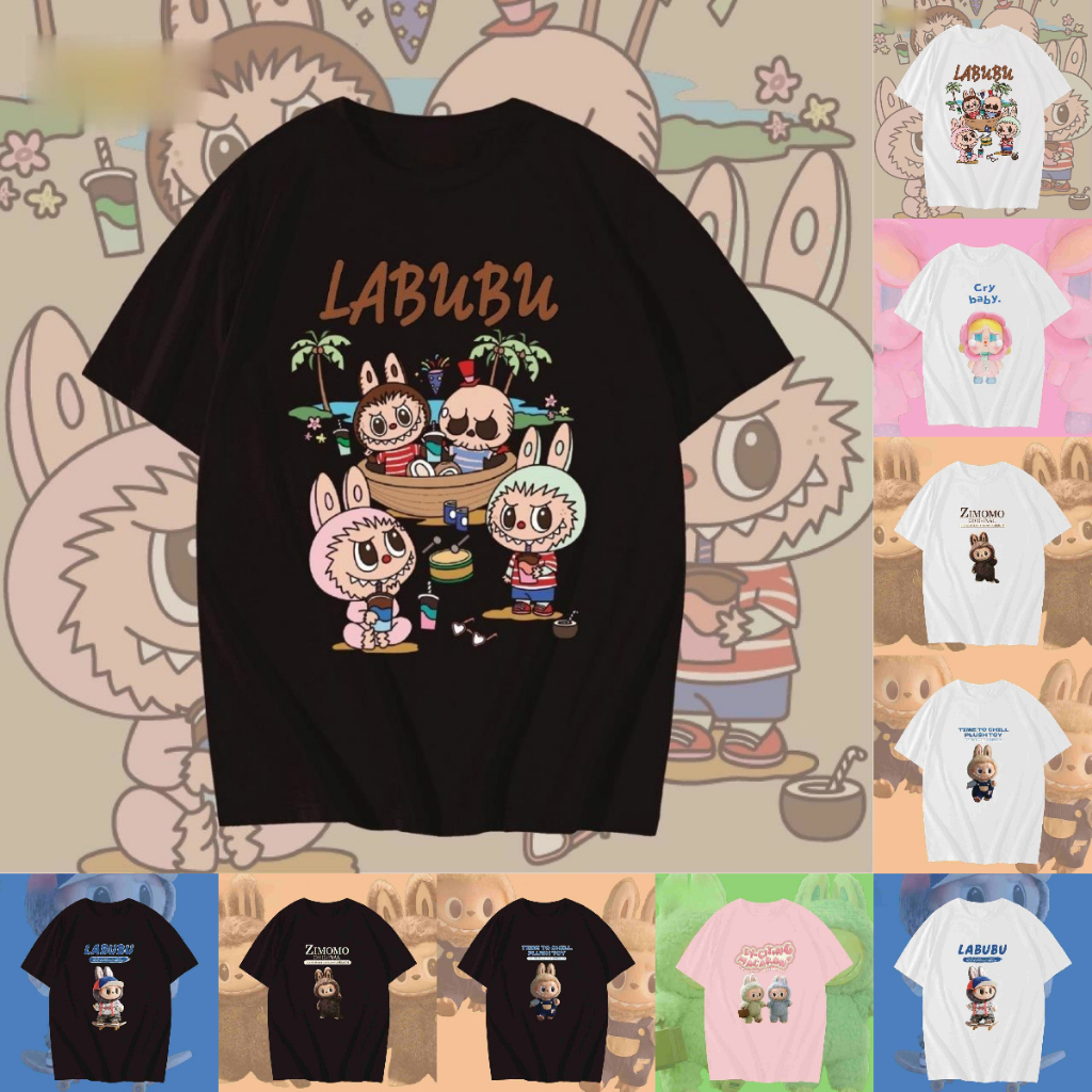 พร้อมส่ง&COD RINA STUDIO เสื้อยืดโอเวอร์ไซส์ เสื้อยืดเกาหลี ผ้าคอตตอน100% เสื้อยืด ลาบูบู้ Labubu Pop Mart
