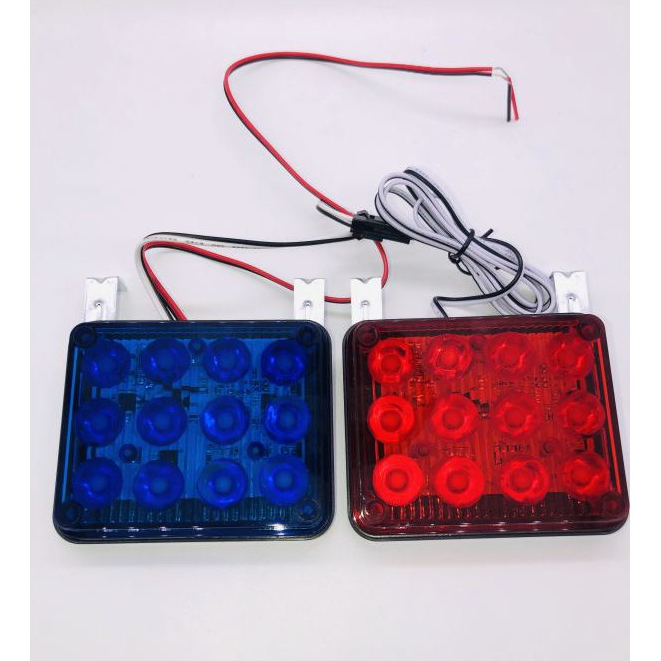 ไฟฉุกเฉินไฟไซเรนLED 12จุด * 2ชิ้น รุ่น 2P อเนกประสงค์ สีน้ำเงิน+สีแดง 12v
