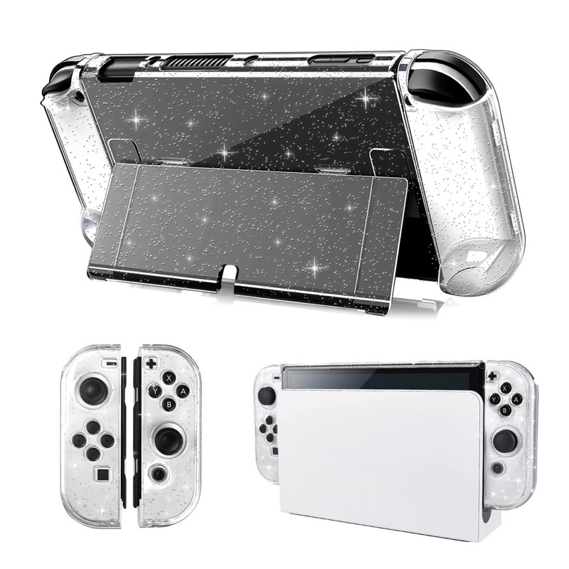มาใหม่!! เคสใส และเคสใสกากเพชร Nintendo Switch OLED ขาตั้งได้และใส่ dock ได้