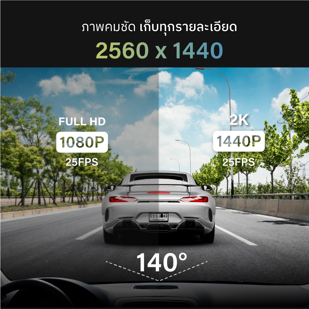HP F491X DASHCAM กล้องติดรถยนต์ กล้องหน้า-หลัง 2K sensor GPS WiFi รับประกันสินค้า 2 ปี - รูปที่ 2