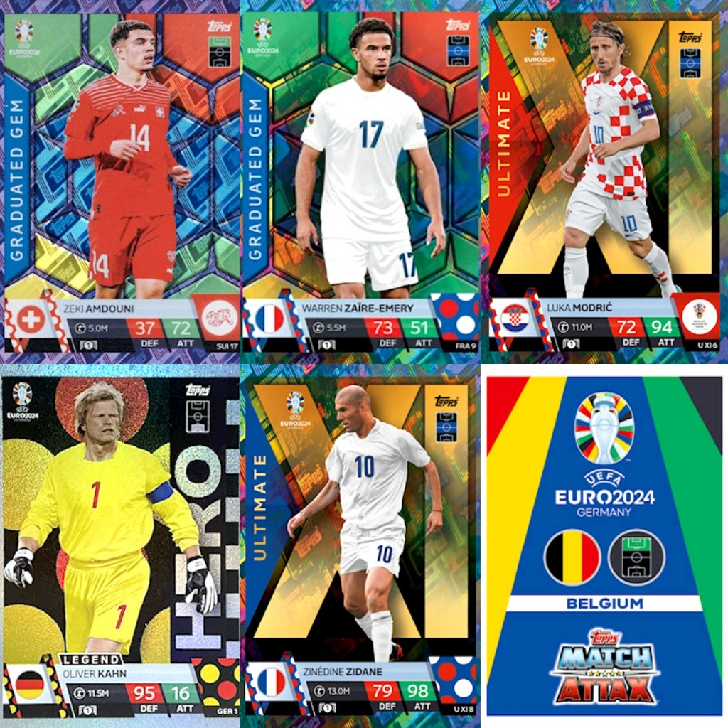 การ์ดนักฟุตบอล 2024 UEFA EURO Germany Match Attax /Blue Crystal/Green Emerald/Purple Sapphire/Hero/C