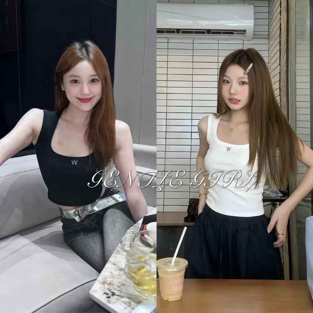 #GG🎀จัดส่งที่รวดเร็ว🎀เสื้อแขวนเสื้อคอสี่เหลี่ยมคอสี่เหลี่ยมสั้นไหล่กว้างบางและบาง
