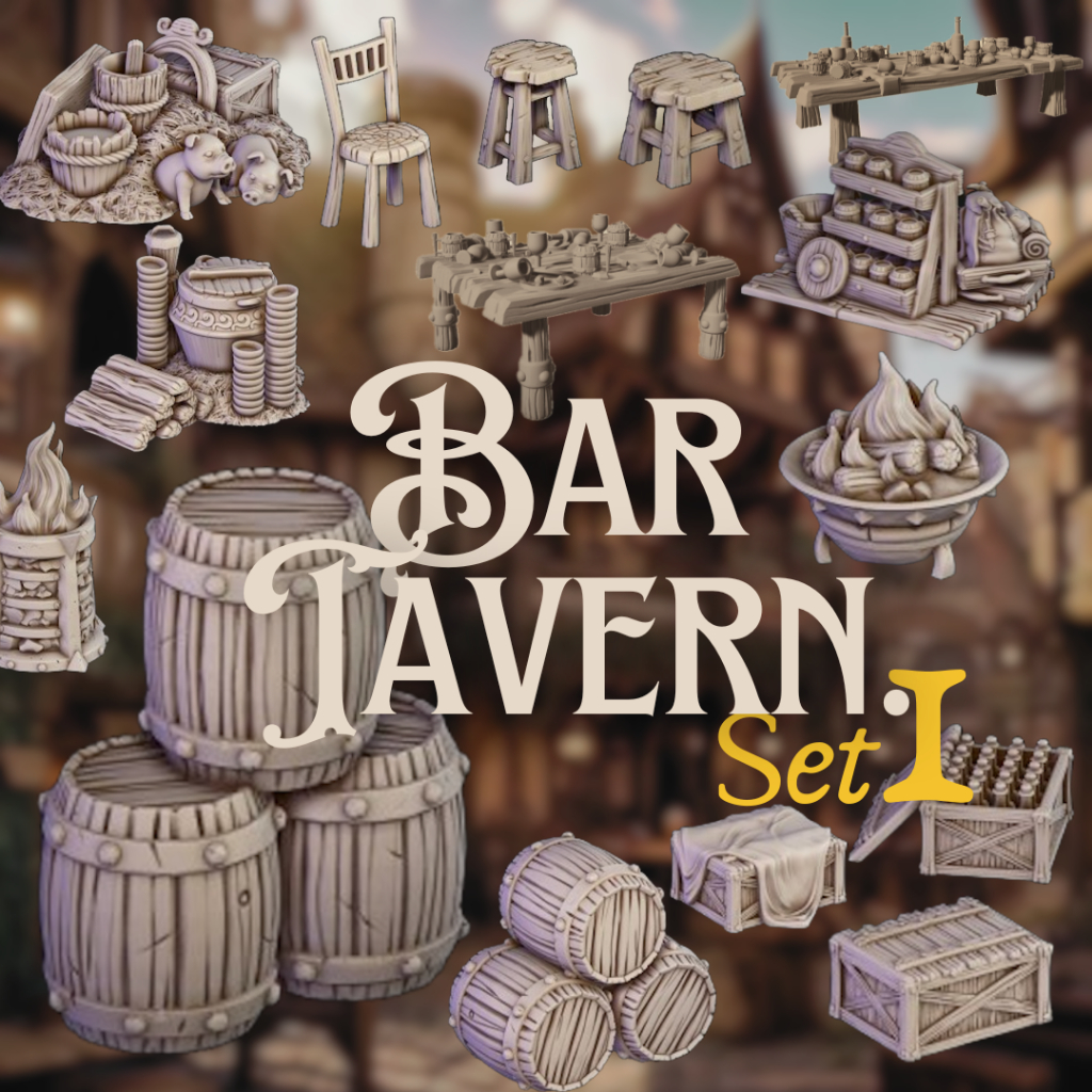 โมเดลประกอบฉาก เซ็ตบาร์เบียร์ Bar Tavern Set 1 โมเดลประกอบร้านเหล้า บอร์ดเกม (งานเรซิ่นยังไม่ลงสี)