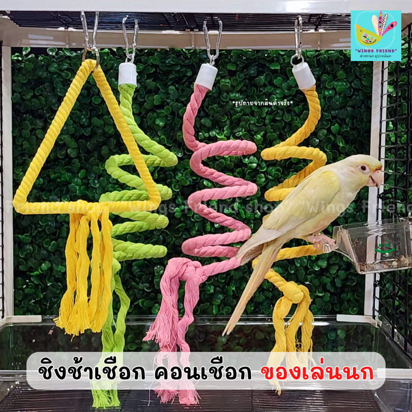ชิงช้าเชือก คอนเชือกดัดได้ ของเล่นนกแก้ว ตกแต่งกรงนก