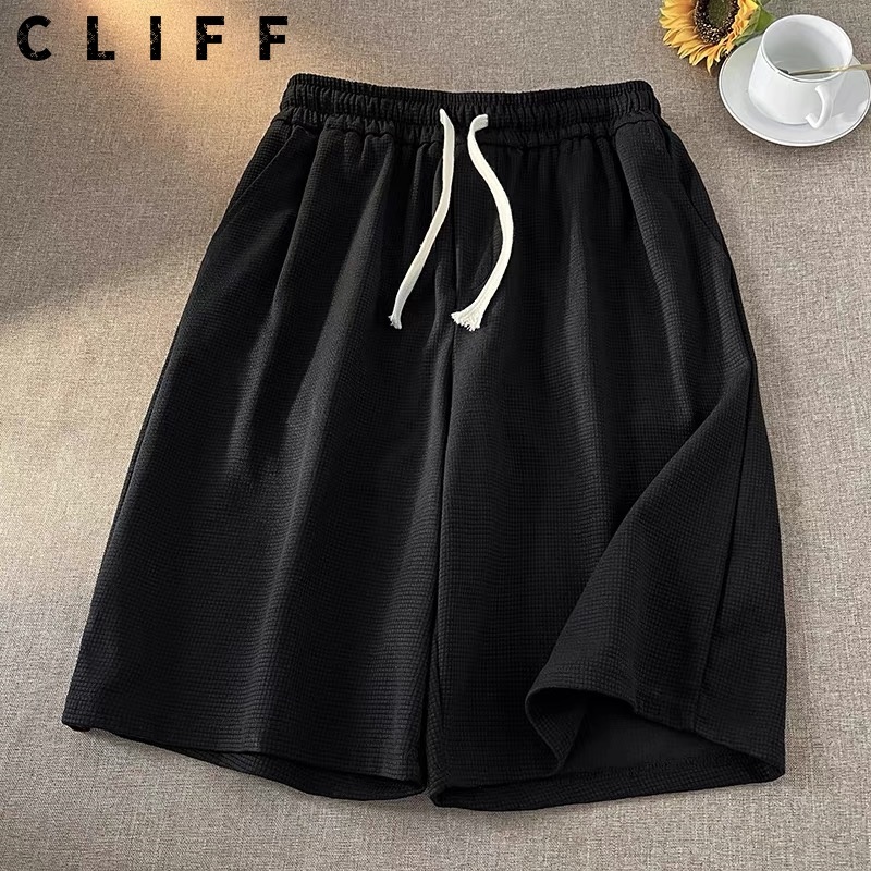 CLIFF กางเกงขาสั้นกีฬาลำลองผู้ชายวาฟเฟิลผ้าหลวมขากว้างกางเกงห้าส่วน - รูปที่ 2