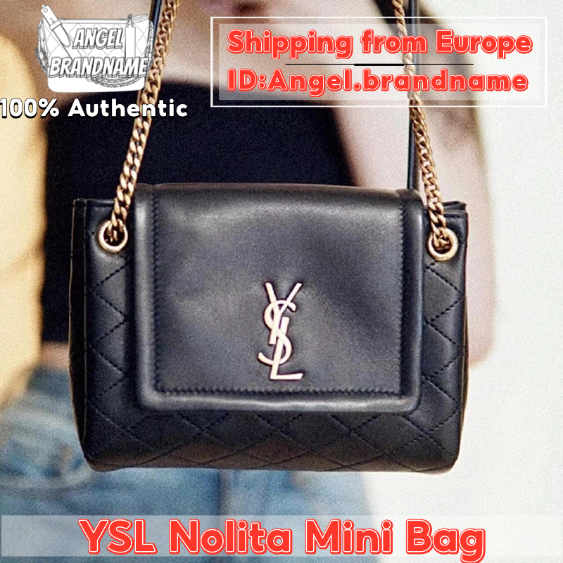 👜อีฟส์แซงต์โลรองต์ Saint Laurent/YSL Nolita Mini Bag กระเป๋า สุภาพสตรี/กระเป๋าสะพายไหล่