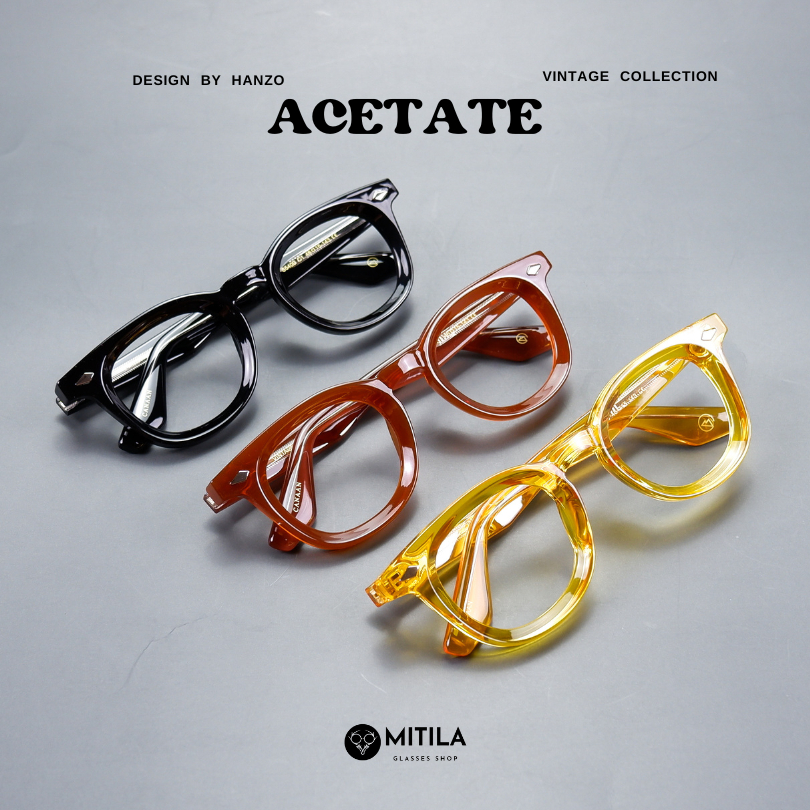 กรอบแว่นตาอะซิเตท เสริมโครงด้านใน​ 100% Acetate​ แข็งแกร็ง, ทนทาน, สีไม่ลอก​ แว่นสายตา มีบริการตัดเลนส์สายตา รุ่น5409