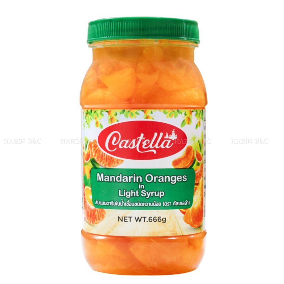 ส้มแมนดารินในน้ำเชื่อมชนิดหวานน้อย ตรา คัสเทลล่า 666กรัม / Castella Mandarin Oranges in Light Syrup 666g