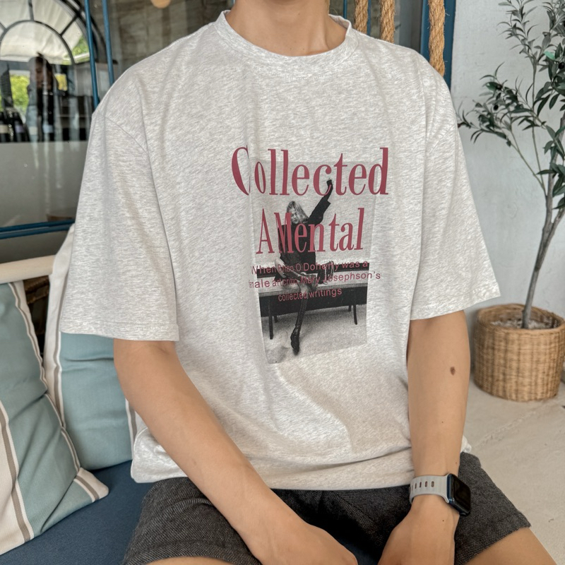 About Boy เสื้อยืดผู้ชาย oversize สกรีน สไตล์เกาหลี Collected A Mental
