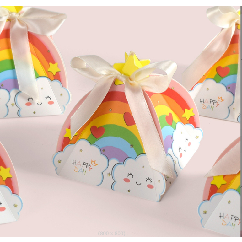 กล่องของขวัญ ของชำร่วย ลายสายรุ้ง สินค้าพร้อมส่ง