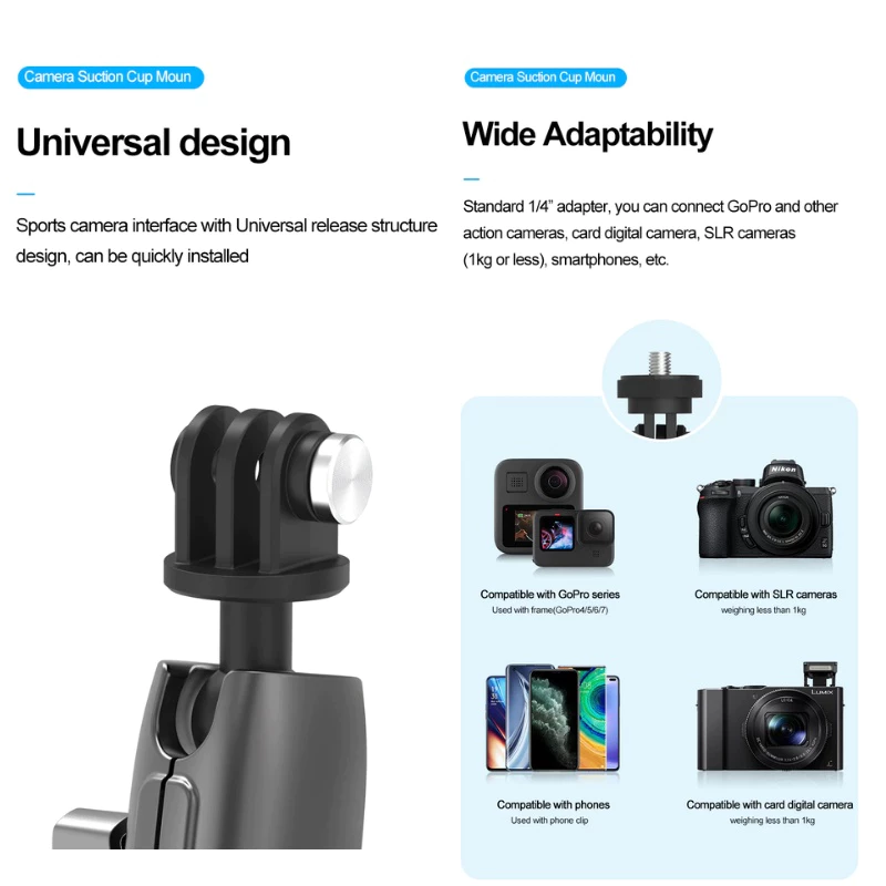 Telesin GoPro / DJI / Insta360 Suction Cup Mount ที่วางโทรศัพท์และกล้องแบบจุกดูด thumbnail 7