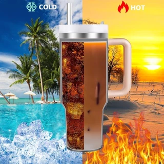 PANDA แก้วเก็บความเย็น 40oz สแตนเลส304 เก็บเก็บความเย็น มีหูจับ มีหลอดดูด ยกดื่มได้ มี11สี