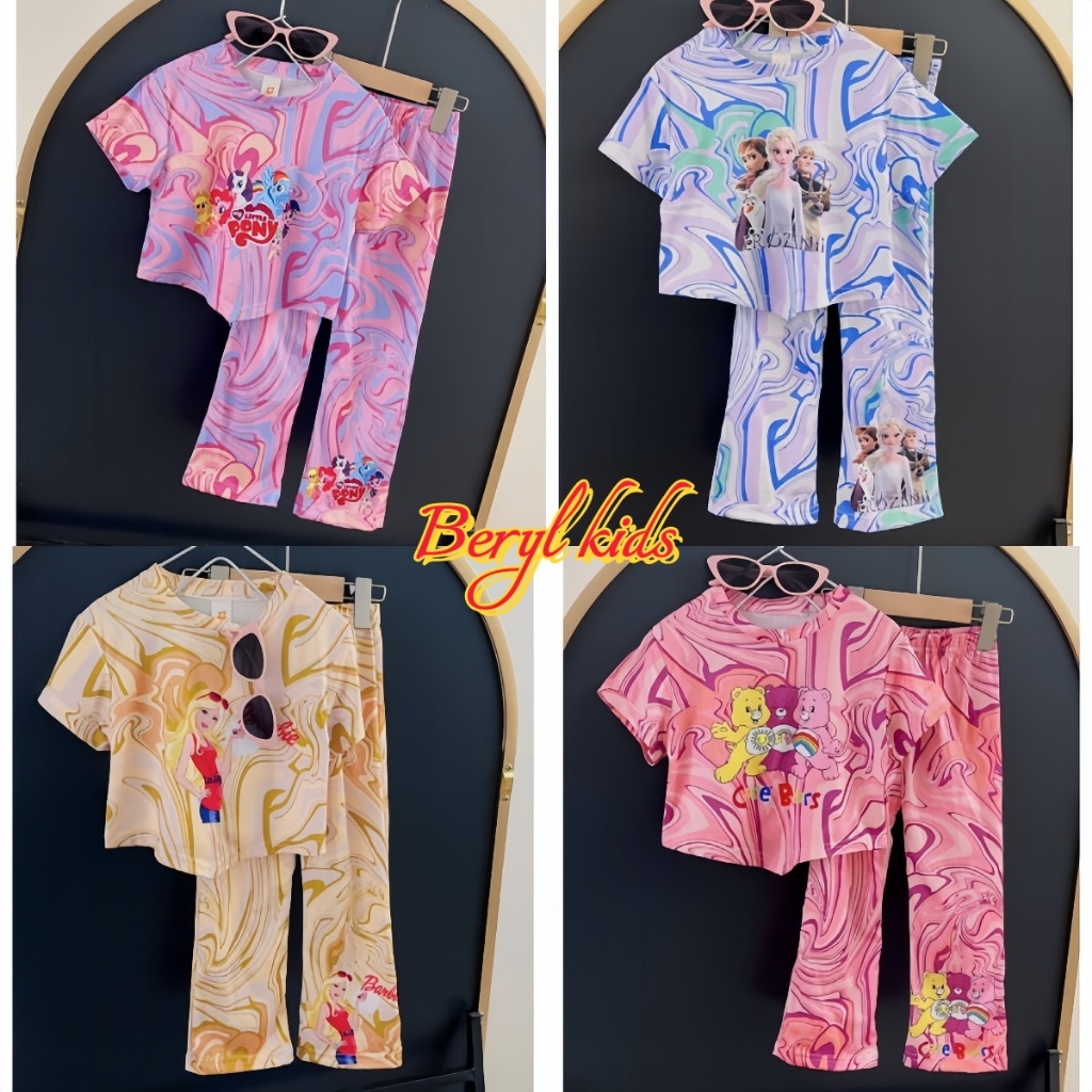 Beryl kids🌸ชุดเซ็ทเด็ก น่ารักๆ🎀เสื้อแขนสั้นกางเกงขายาว พิมพ์ลายการ์ตูน ทรงหลวมลําลอง สองชิ้น รุ่นใหม่ ฤดูร้อน