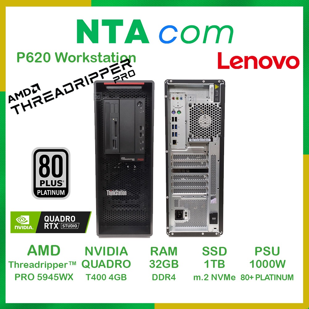 LENOVO ThinkStation P620 AMD Threadripper Pro 5945WX 12C / 24T 4.1GHz RAM 32GB NVMe 1TB Workstation 