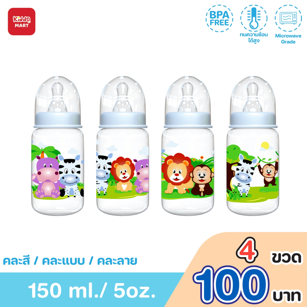 *สงกรานต์สุขใจ* ขวดนมทรงคอแคบ ขนาด5ออนซ์+พร้อมจุก (เซต4ขวด) ผลิตจากโรงงาน พร้อมส่ง