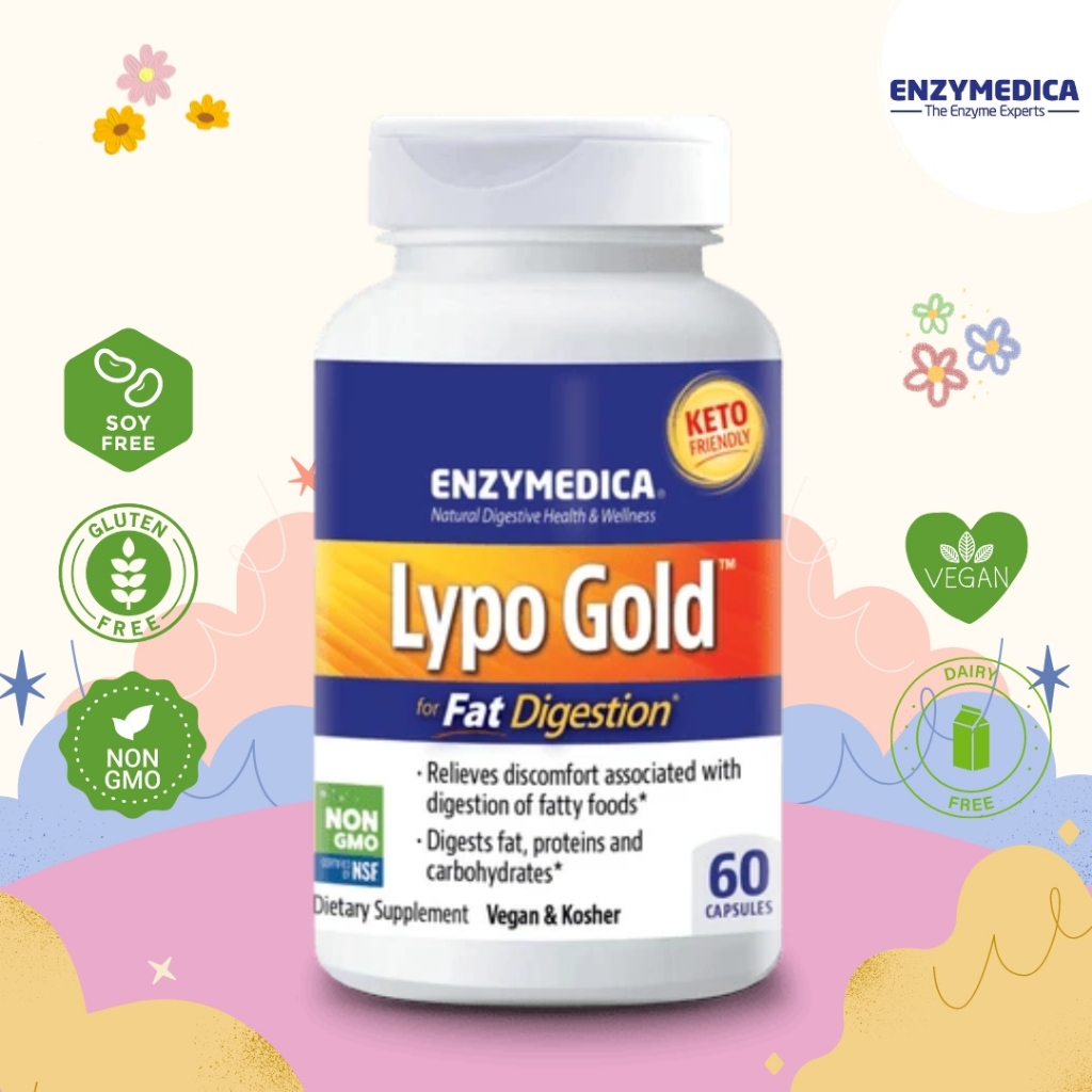 Enzymedica Lypo Gold - 60 Capsules 🧇เอนไซม์ช่วยย่อยอาหารจำพวกไขมันในมื้ออาหารที่มีไขมันสูง🧇