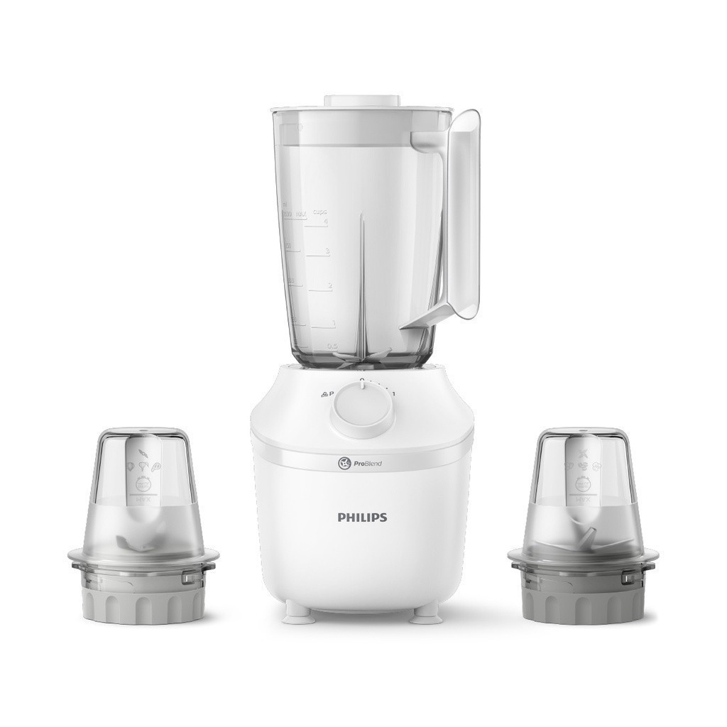 Philips Blender เครื่องปั่นเอนกประสงค์ พร้อมโถบดแห้ง 2 โถ และ โถปั่นบดสับ HR2041/30