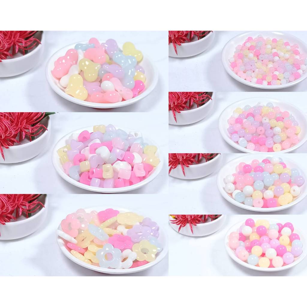 25 กรัม ลูกปัดเยลลี่ ลูกปัดคละสี พาสเทล JELLY BEAD ลูกปัดงาน DIY สร้อย พวงกุญแจ