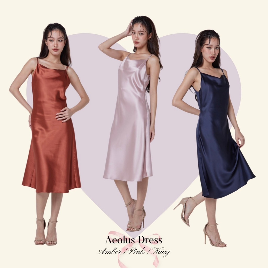 [ส่งฟรี] Friday attire เดรสสายเดี่ยวคอถ่วงปรับสาย (FD-012)