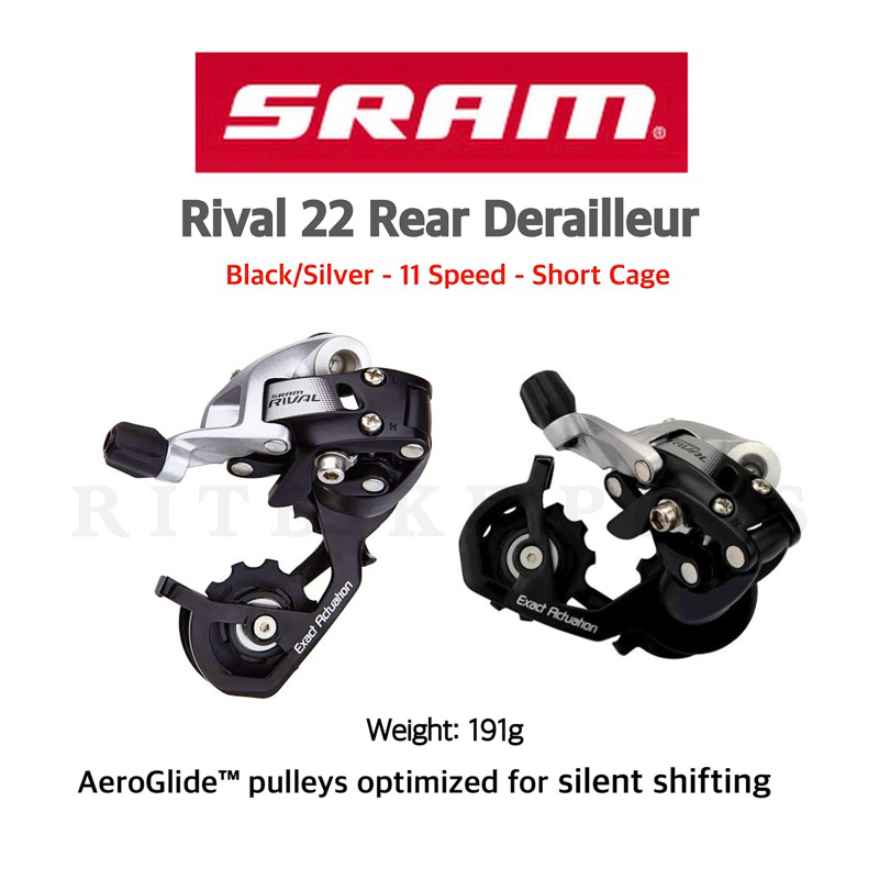 (โค๊ดส่วนลด) ตีนผีเสือหมอบ SRAM RIVAL22 ขาสั้น สำหรับ 10-11 speedได้ ใส่เฟืองสูงสุด 28T