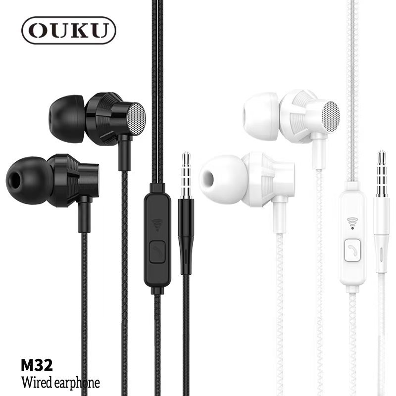 NEW!! OUKU M32 หูฟัง หูฟังแบบมีสาย มีไมโครโฟนคุยโทรศัพท์ได้ เสียงดี คุณภาพดี สินค้าของแท้100% พร้อมส่ง
